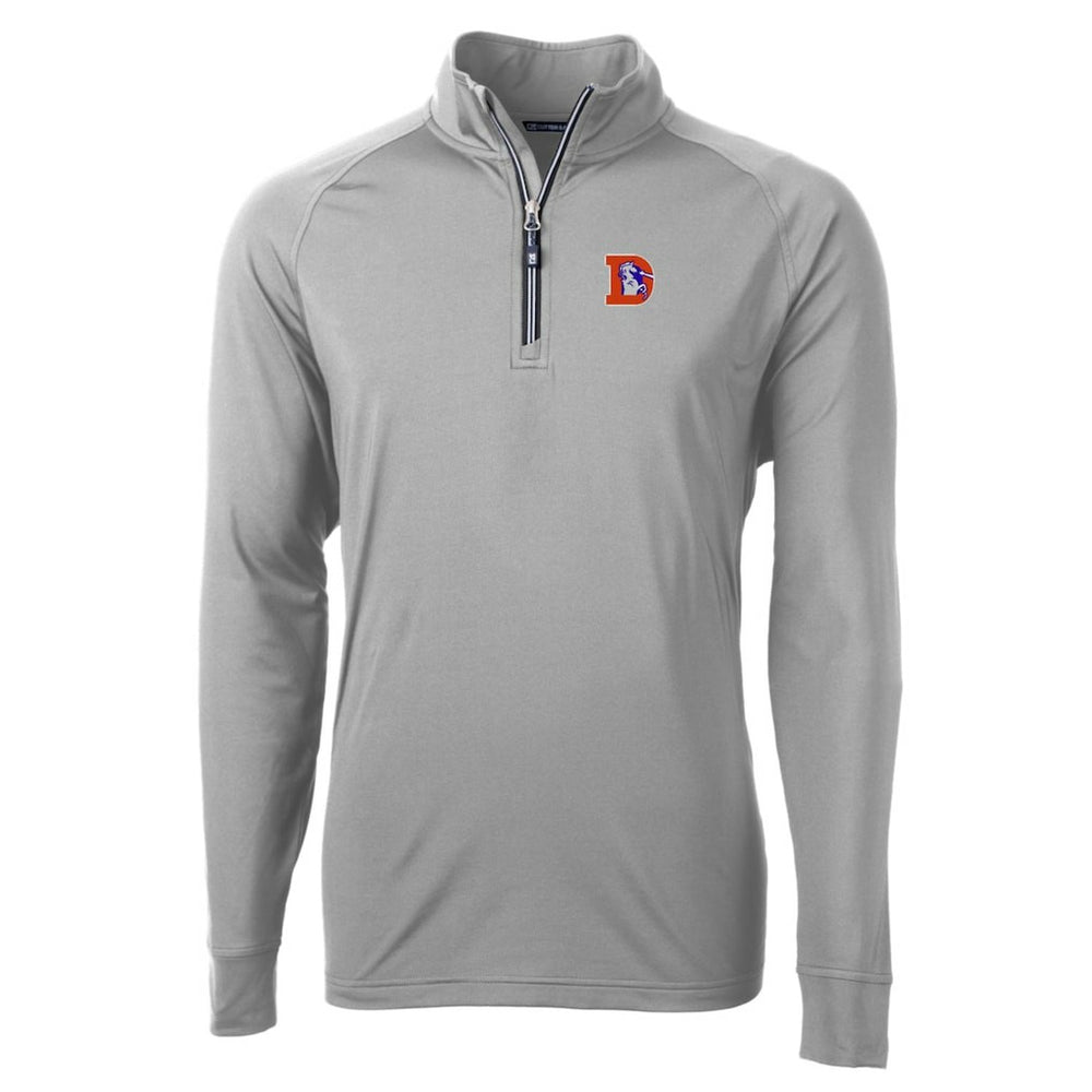 Denver Broncos Cutter & Buck Adapt Eco Knit Stretch Recycled Big & Tall Quarter-Zip Throwback Pullover Top Gray