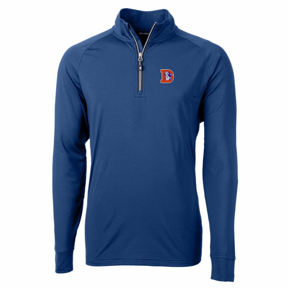 Denver Broncos Cutter & Buck Adapt Eco Knit Stretch Recycled Big & Tall Quarter-Zip Throwback Pullover Top Royal