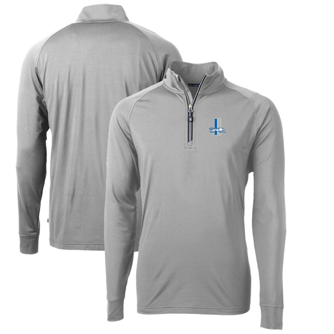 Detroit Lions Cutter & Buck Adapt Eco Knit Stretch Recycled Big & Tall Quarter-Zip Throwback Pullover Top Gray