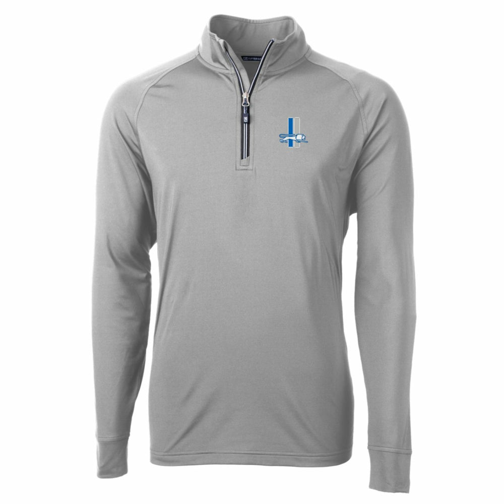 Detroit Lions Cutter & Buck Adapt Eco Knit Stretch Recycled Big & Tall Quarter-Zip Throwback Pullover Top Gray