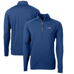 Seattle Seahawks Cutter & Buck Adapt Eco Knit Stretch Recycled Big & Tall Quarter-Zip Throwback Pullover Top Royal