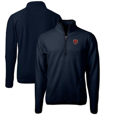 Chicago Bears Cutter & Buck Cascade Eco Sherpa Fleece Big & Tall Quarter-Zip Throwback Jacket Navy