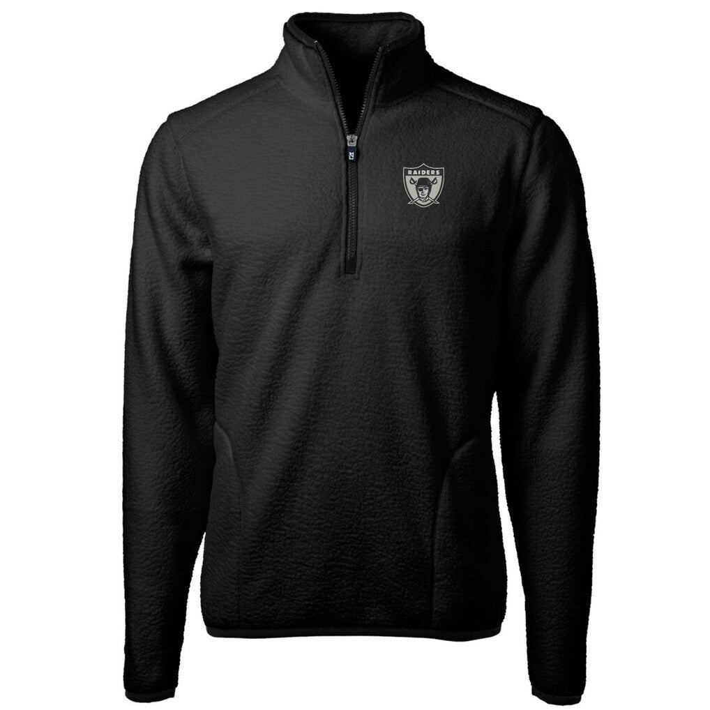 Las Vegas Raiders Cutter & Buck Cascade Eco Sherpa Fleece Big & Tall Quarter-Zip Throwback Jacket Black