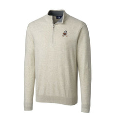 Cleveland Browns Cutter & Buck Throwback Logo Lakemont Tri-Blend Big & Tall Quarter-Zip Pullover Sweater Oatmeal