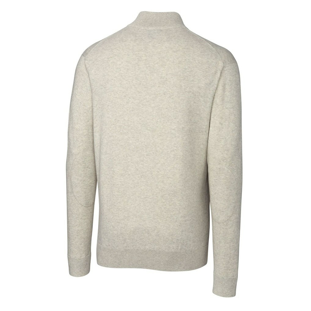 Cleveland Browns Cutter & Buck Throwback Logo Lakemont Tri-Blend Big & Tall Quarter-Zip Pullover Sweater Oatmeal