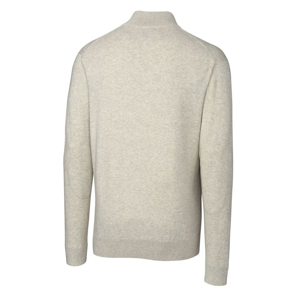 Cleveland Browns Cutter & Buck Throwback Logo Lakemont Tri-Blend Big & Tall Quarter-Zip Pullover Sweater Oatmeal