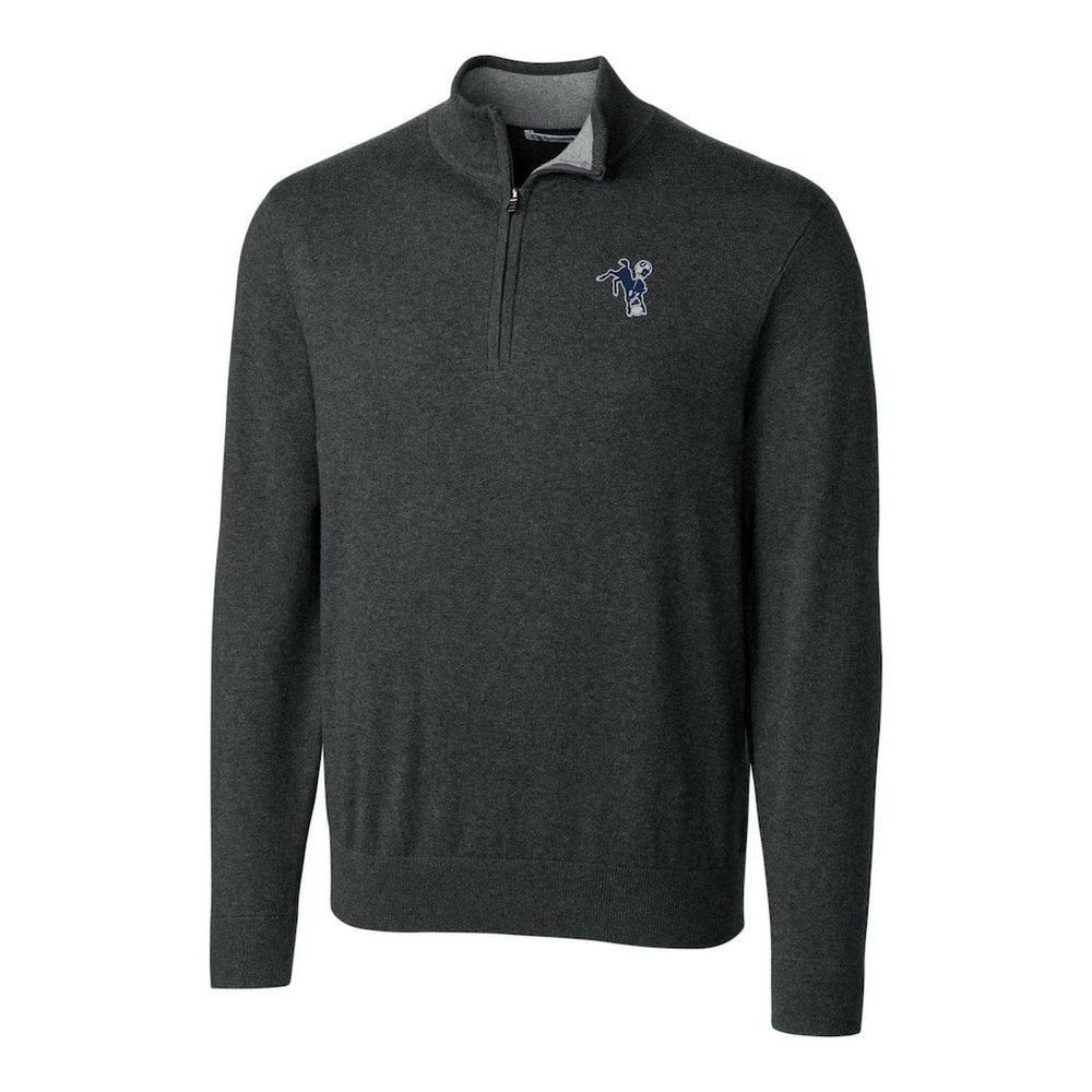 Indianapolis Colts Cutter & Buck Throwback Logo Lakemont Tri-Blend Big & Tall Quarter-Zip Pullover Sweater Heather Charcoal