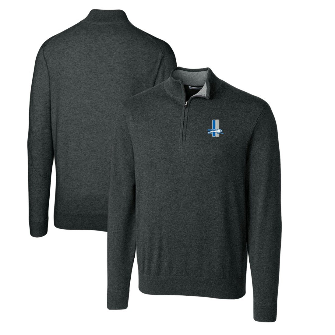 Detroit Lions Cutter & Buck Throwback Logo Lakemont Tri-Blend Big & Tall Quarter-Zip Pullover Sweater Heather Charcoal