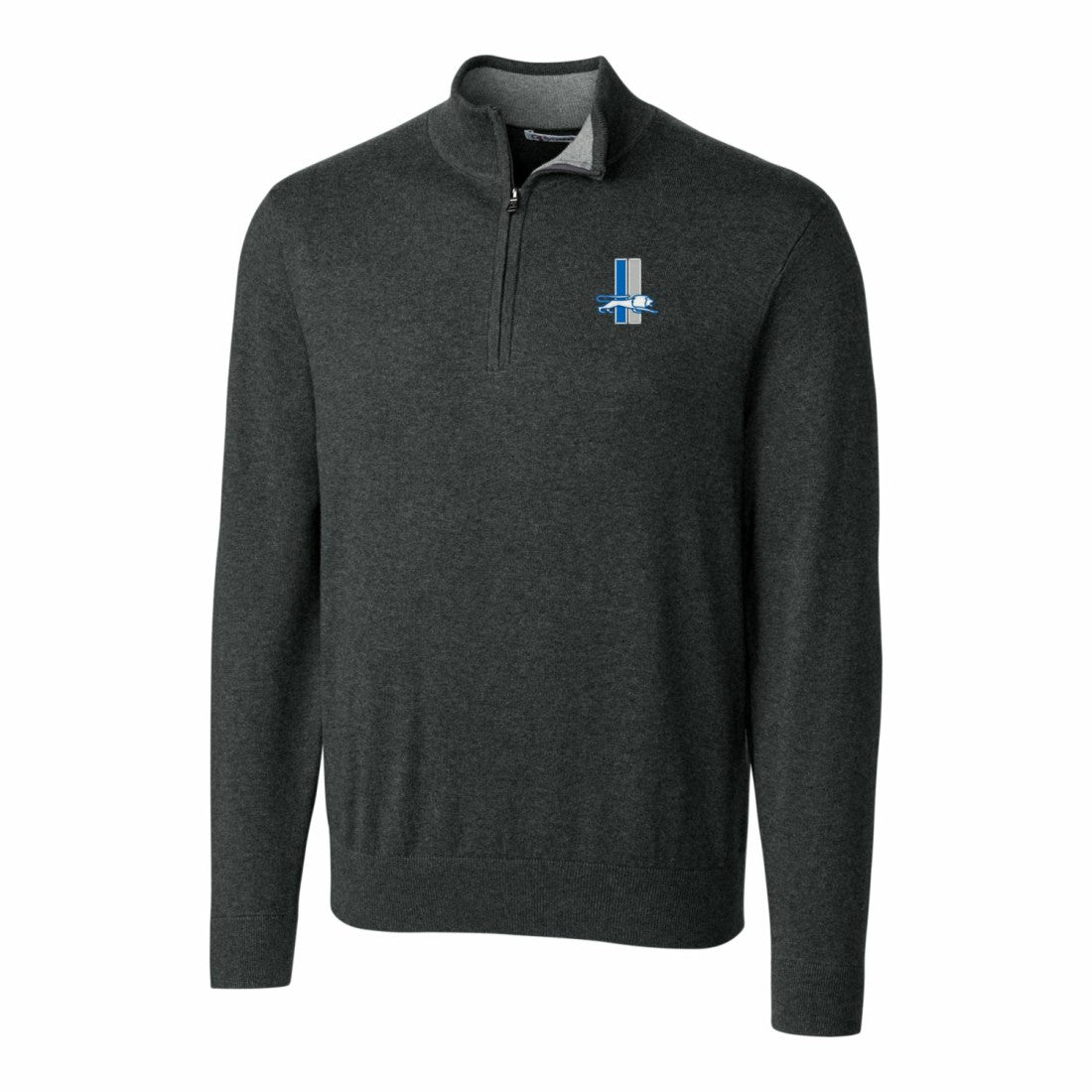 Detroit Lions Cutter & Buck Throwback Logo Lakemont Tri-Blend Big & Tall Quarter-Zip Pullover Sweater Heather Charcoal