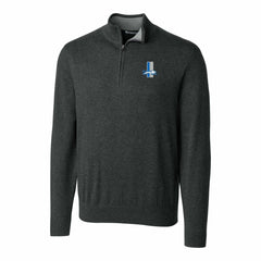 Detroit Lions Cutter & Buck Throwback Logo Lakemont Tri-Blend Big & Tall Quarter-Zip Pullover Sweater Heather Charcoal