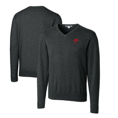Buffalo Bills Cutter & Buck Throwback Logo Lakemont Tri-Blend Big & Tall V-Neck Pullover Sweater Heather Charcoal