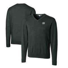 New York Giants Cutter & Buck Throwback Logo Lakemont Tri-Blend Big & Tall V-Neck Pullover Sweater Heather Charcoal