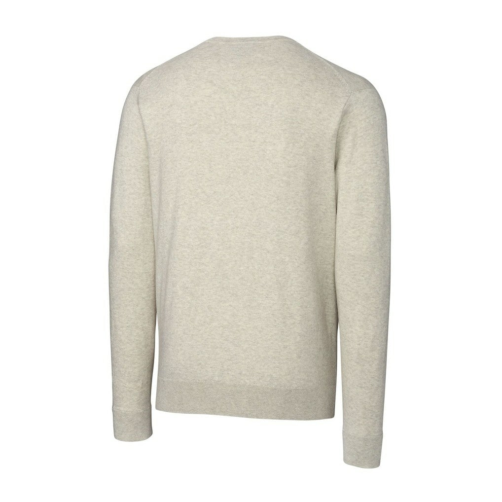 New York Giants Cutter & Buck Throwback Logo Lakemont Tri-Blend Big & Tall V-Neck Pullover Sweater Oatmeal