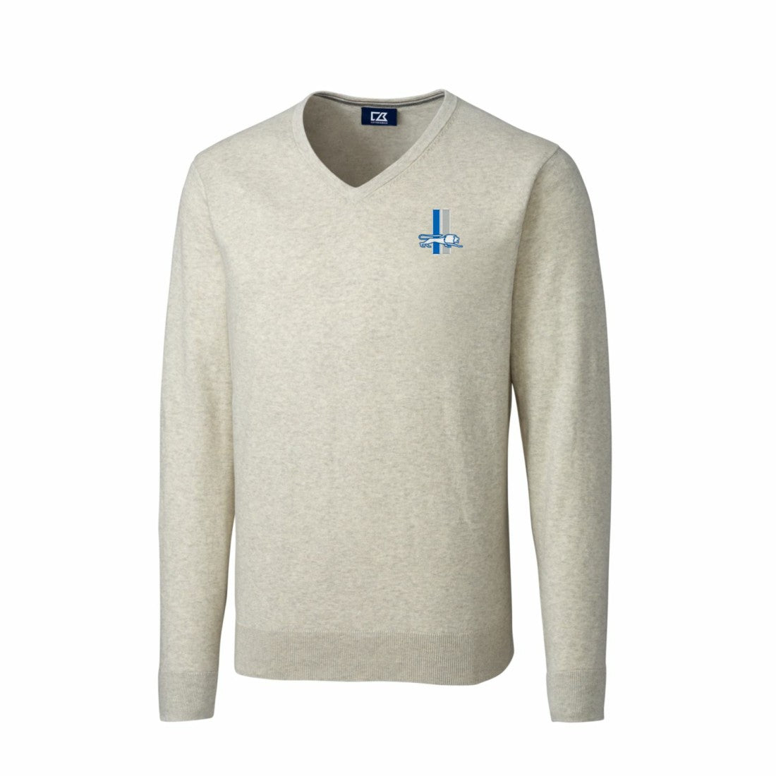 Detroit Lions Cutter & Buck Throwback Logo Lakemont Tri-Blend Big & Tall V-Neck Pullover Sweater Oatmeal