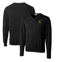 Pittsburgh Steelers Cutter & Buck Throwback Logo Lakemont Tri-Blend Big & Tall V-Neck Pullover Sweater Black