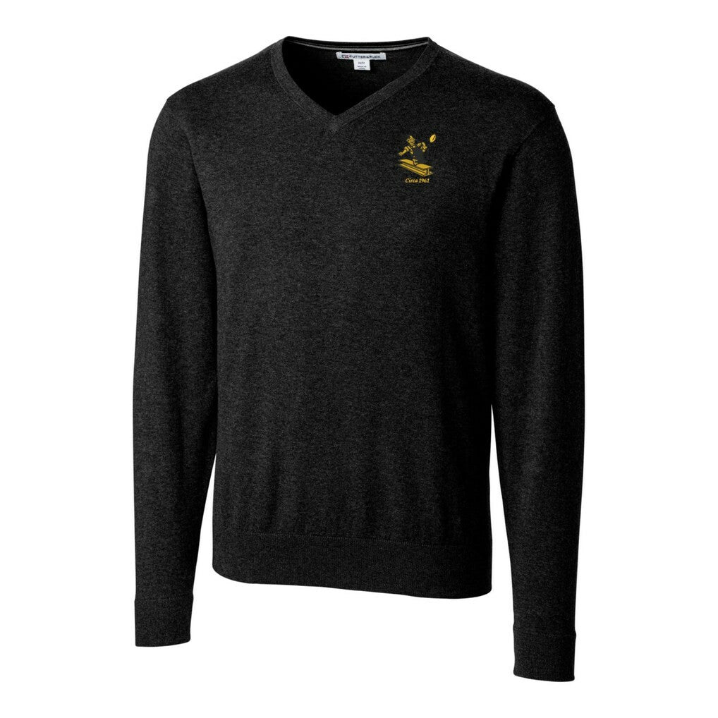 Pittsburgh Steelers Cutter & Buck Throwback Logo Lakemont Tri-Blend Big & Tall V-Neck Pullover Sweater Black