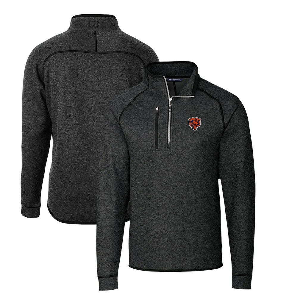 Chicago Bears Cutter & Buck Mainsail Sweater-Knit Big & Tall Half-Zip Pullover Jacket Heather Charcoal