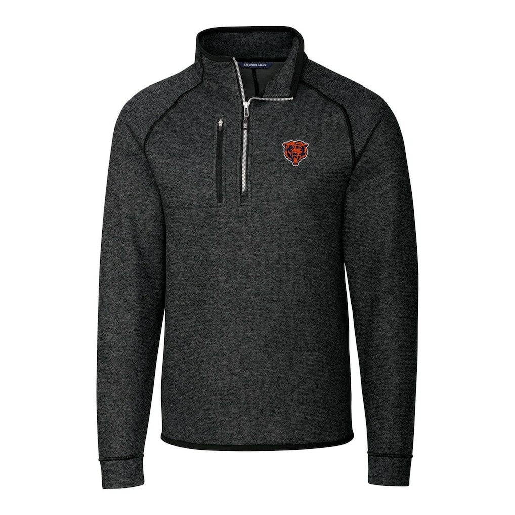 Chicago Bears Cutter & Buck Mainsail Sweater-Knit Big & Tall Half-Zip Pullover Jacket Heather Charcoal