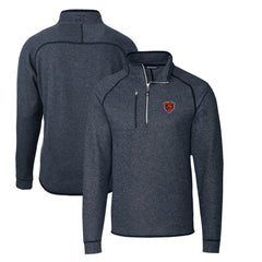 Chicago Bears Cutter & Buck Mainsail Sweater-Knit Big & Tall Half-Zip Pullover Jacket Heather Navy