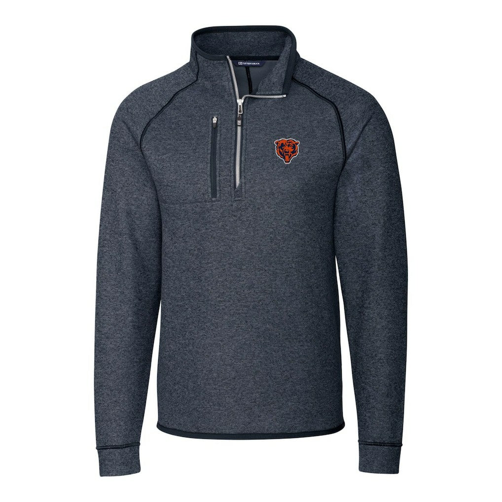Chicago Bears Cutter & Buck Mainsail Sweater-Knit Big & Tall Half-Zip Pullover Jacket Heather Navy