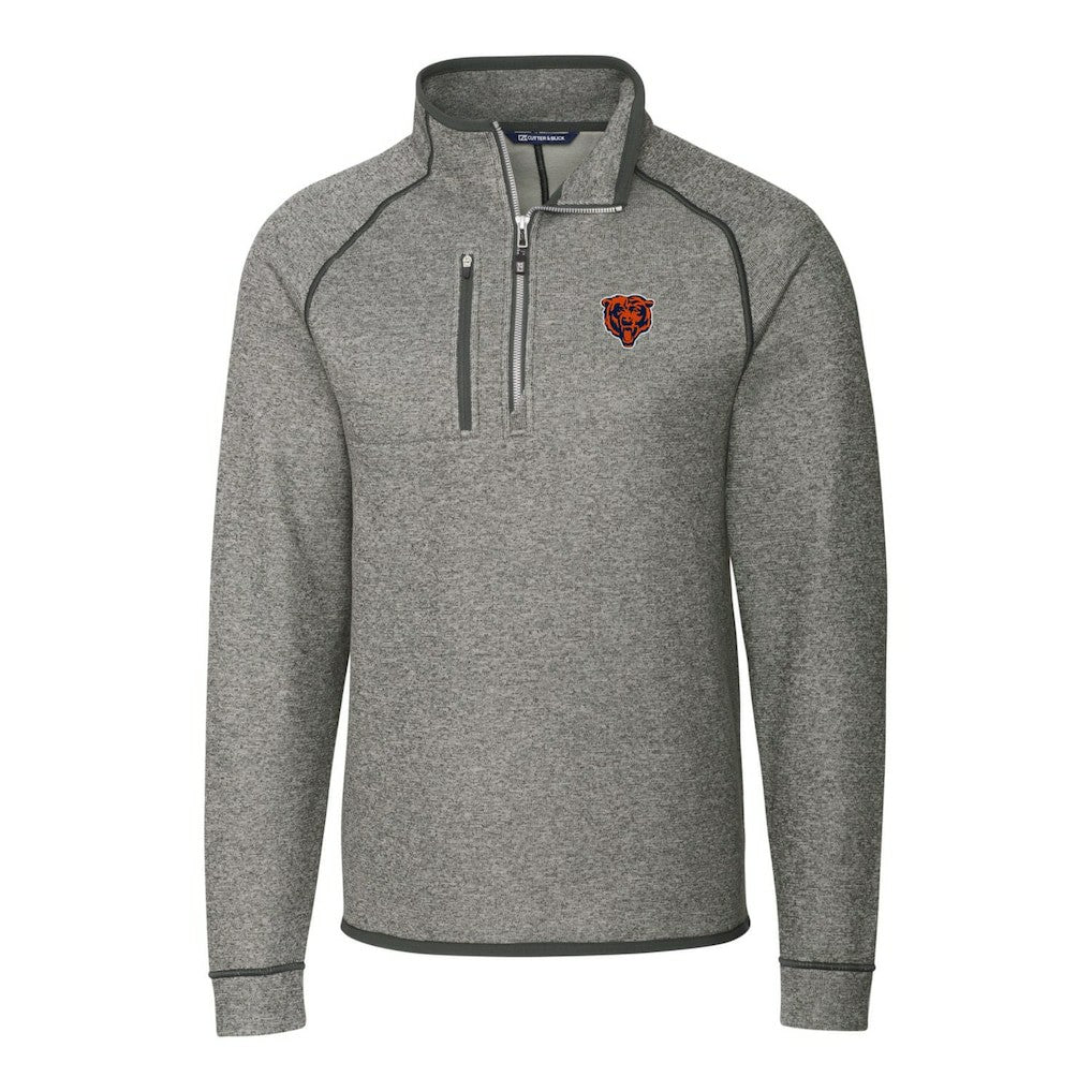Chicago Bears Cutter & Buck Mainsail Sweater-Knit Big & Tall Half-Zip Pullover Jacket Heather Gray