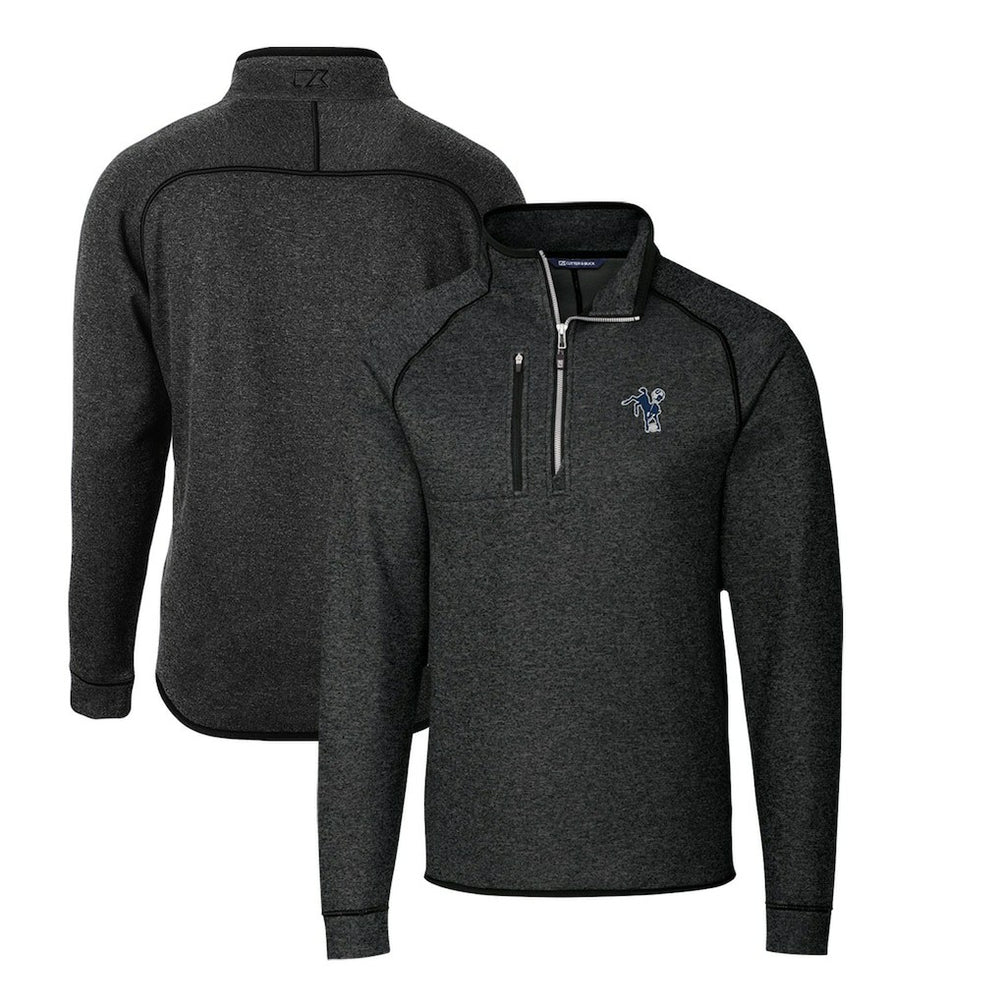 Indianapolis Colts Cutter & Buck Mainsail Sweater-Knit Big & Tall Half-Zip Pullover Jacket Heather Charcoal