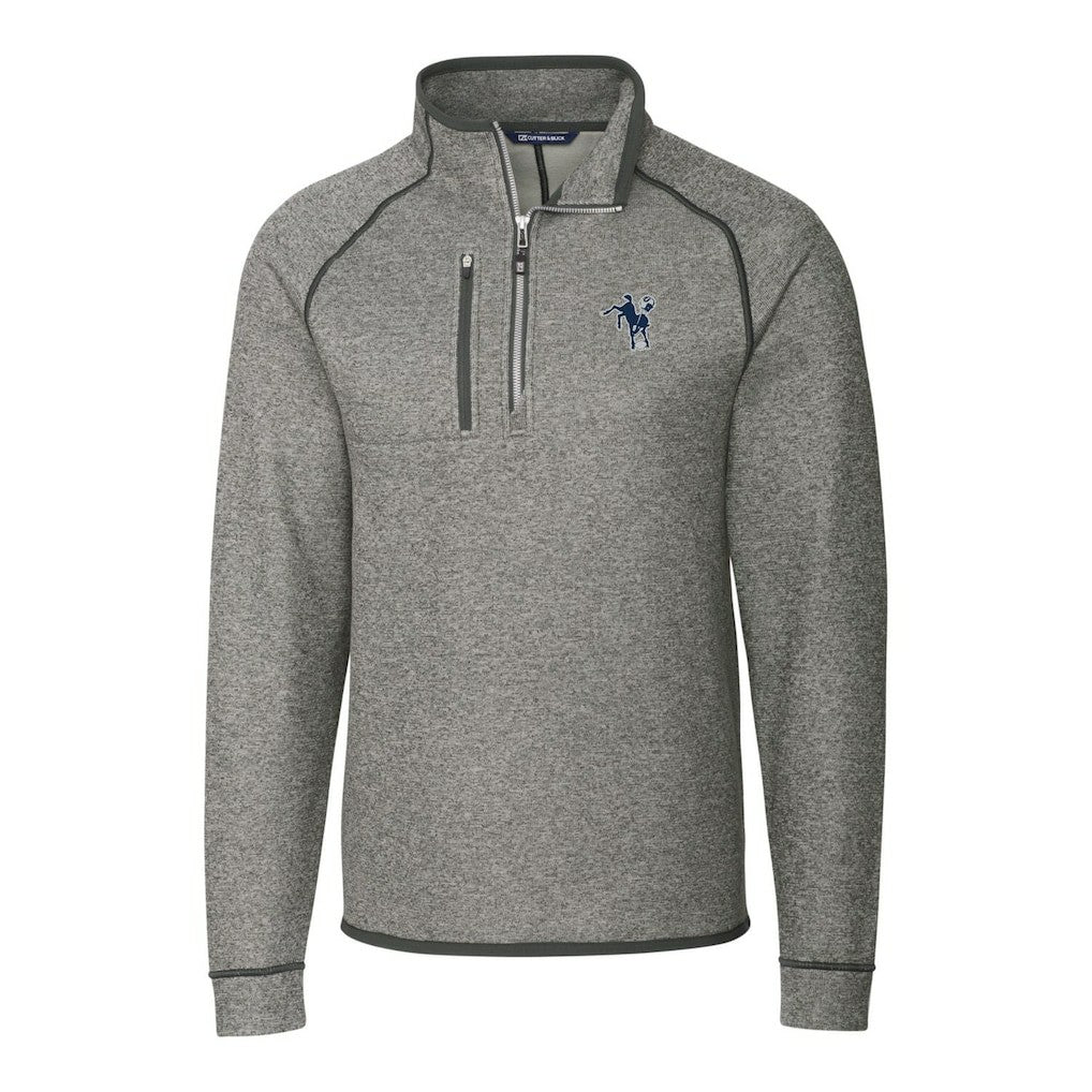 Indianapolis Colts Cutter & Buck Mainsail Sweater-Knit Big & Tall Half-Zip Pullover Jacket Heather Gray