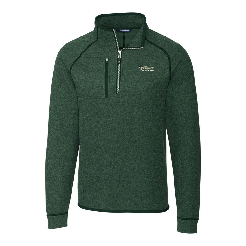 New York Jets Cutter & Buck Mainsail Sweater-Knit Big & Tall Half-Zip Pullover Jacket Heather Green