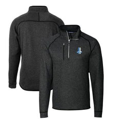 Detroit Lions Cutter & Buck Mainsail Sweater-Knit Big & Tall Half-Zip Pullover Jacket Heather Charcoal