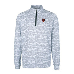 Chicago Bears Cutter & Buck Throwback Logo Big & Tall Traverse Camo Print Stretch Quarter-Zip Pullover Top Charcoal