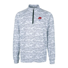 Buffalo Bills Cutter & Buck Throwback Logo Big & Tall Traverse Camo Print Stretch Quarter-Zip Pullover Top Charcoal