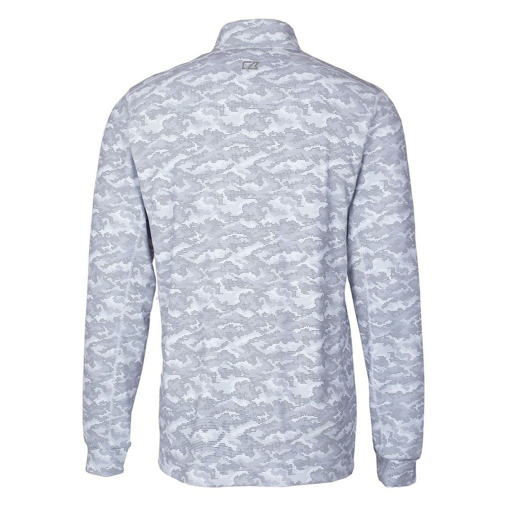 Denver Broncos Cutter & Buck Throwback Logo Big & Tall Traverse Camo Print Stretch Quarter-Zip Pullover Top Charcoal