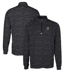 Cleveland Browns Cutter & Buck Throwback Logo Big & Tall Traverse Camo Print Stretch Quarter-Zip Pullover Top Black