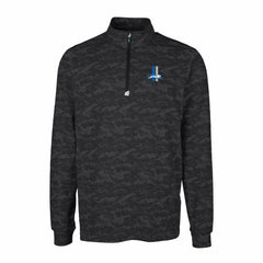 Detroit Lions Cutter & Buck Throwback Logo Big & Tall Traverse Camo Print Stretch Quarter-Zip Pullover Top Black