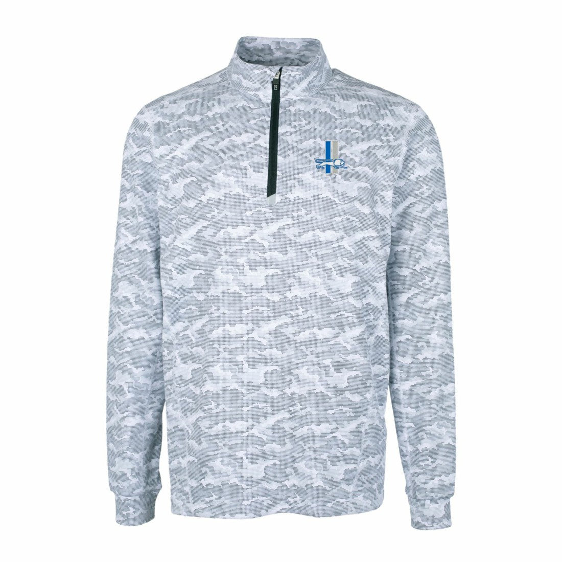 Detroit Lions Cutter & Buck Throwback Logo Big & Tall Traverse Camo Print Stretch Quarter-Zip Pullover Top Charcoal