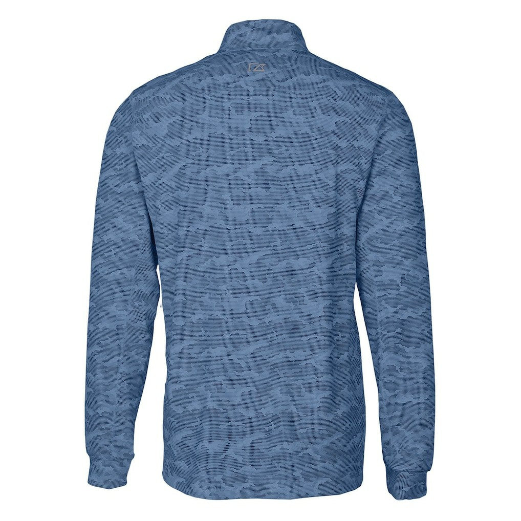 Los Angeles Chargers Cutter & Buck Throwback Logo Big & Tall Traverse Camo Print Stretch Quarter-Zip Pullover Top Navy