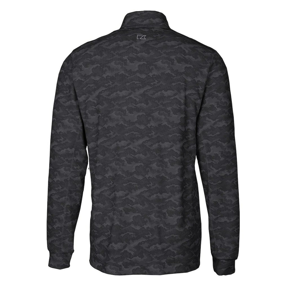 Las Vegas Raiders Cutter & Buck Throwback Logo Big & Tall Traverse Camo Print Stretch Quarter-Zip Pullover Top Black