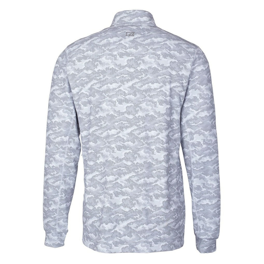 Seattle Seahawks Cutter & Buck Throwback Logo Big & Tall Traverse Camo Print Stretch Quarter-Zip Pullover Top Charcoal