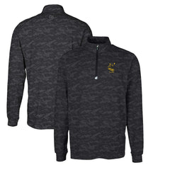 Pittsburgh Steelers Cutter & Buck Throwback Logo Big & Tall Traverse Camo Print Stretch Quarter-Zip Pullover Top Black