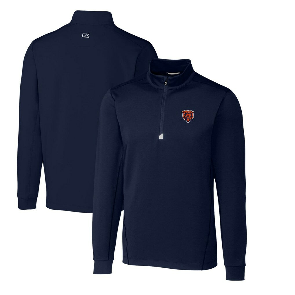 Chicago Bears Cutter & Buck Throwback Logo Traverse Stretch Quarter-Zip Big & Tall Pullover Top Navy