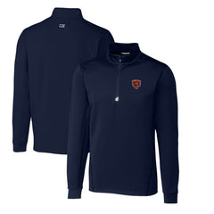 Chicago Bears Cutter & Buck Throwback Logo Traverse Stretch Quarter-Zip Big & Tall Pullover Top Navy