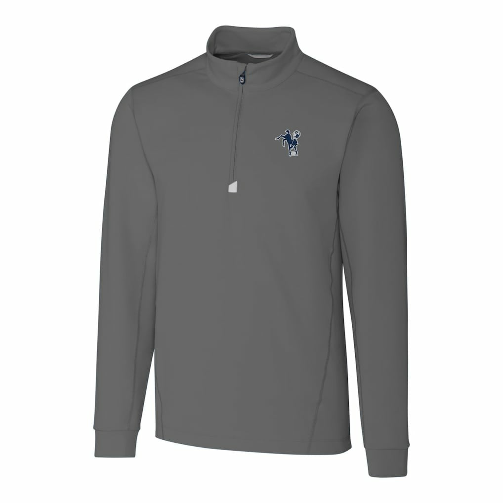 Indianapolis Colts Cutter & Buck Throwback Logo Traverse Stretch Quarter-Zip Big & Tall Pullover Top Steel