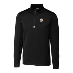 Miami Dolphins Cutter & Buck Throwback Logo Traverse Stretch Quarter-Zip Big & Tall Pullover Top Black