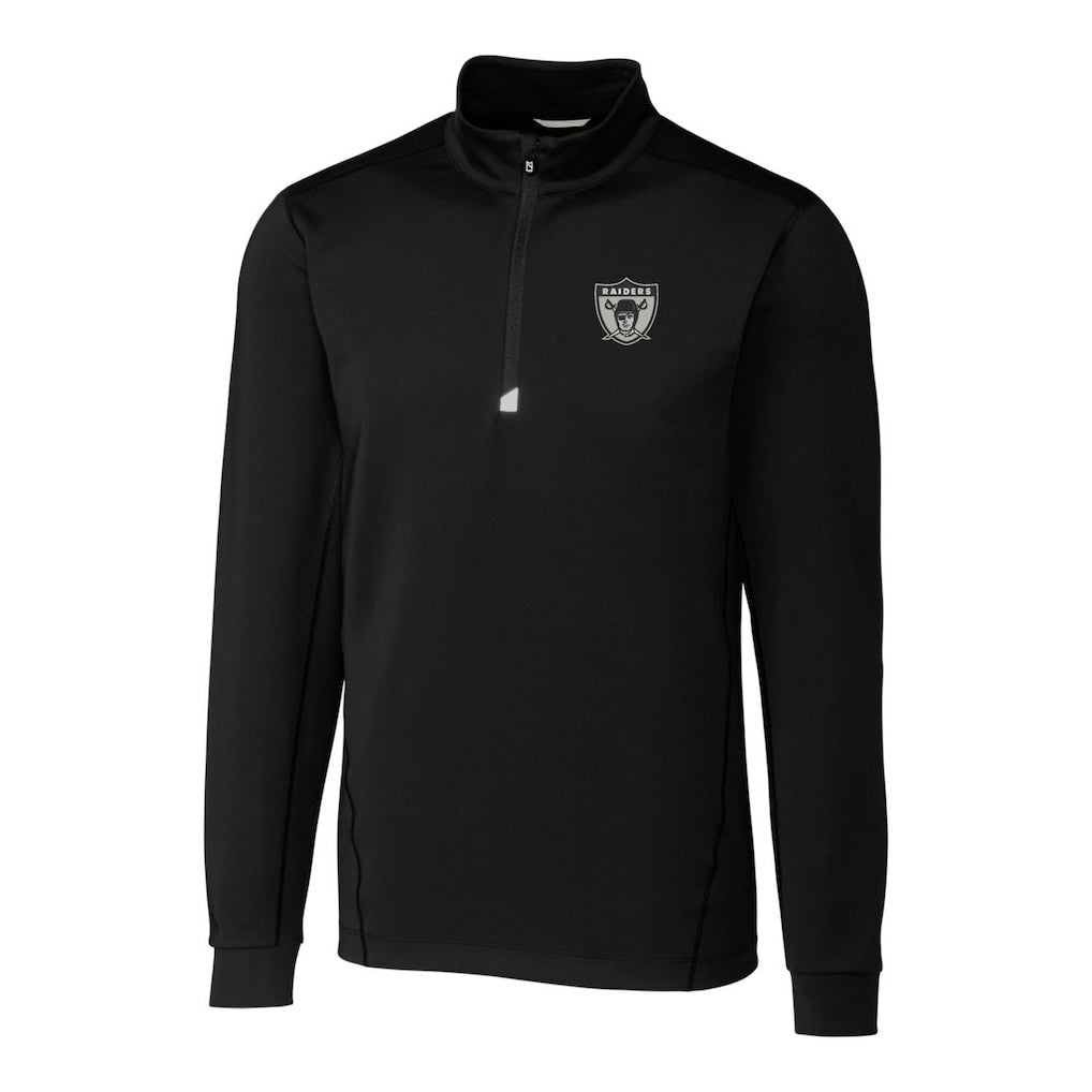 Las Vegas Raiders Cutter & Buck Throwback Logo Traverse Stretch Quarter-Zip Big & Tall Pullover Top Black