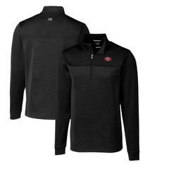 San Francisco 49ers Cutter & Buck Throwback Logo Traverse Stripe Stretch Quarter-Zip Big & Tall Pullover Top Black