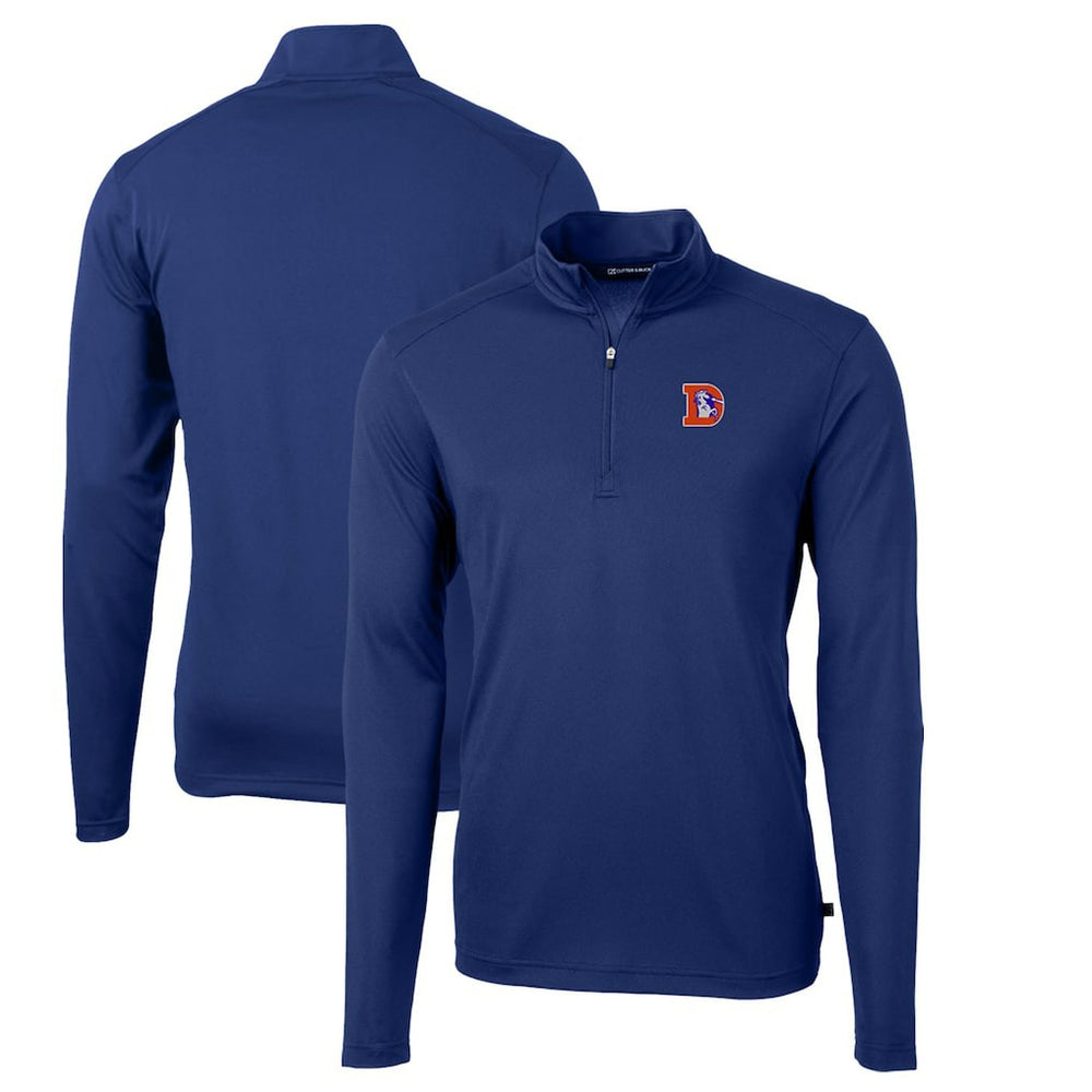 Denver Broncos Cutter & Buck Throwback Logo Virtue Eco Pique Recycled Quarter-Zip Big & Tall Pullover Top Royal