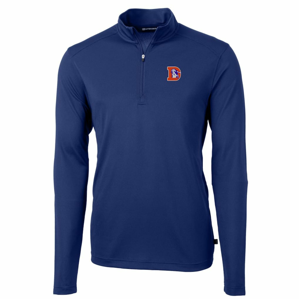 Denver Broncos Cutter & Buck Throwback Logo Virtue Eco Pique Recycled Quarter-Zip Big & Tall Pullover Top Royal