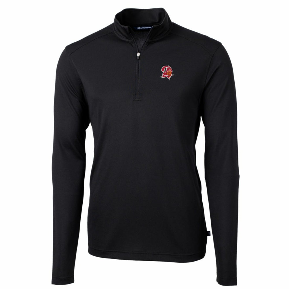 Tampa Bay Buccaneers Cutter & Buck Throwback Logo Virtue Eco Pique Recycled Quarter-Zip Big & Tall Pullover Top Black
