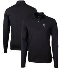 Atlanta Falcons Cutter & Buck Throwback Logo Virtue Eco Pique Recycled Quarter-Zip Big & Tall Pullover Top Black