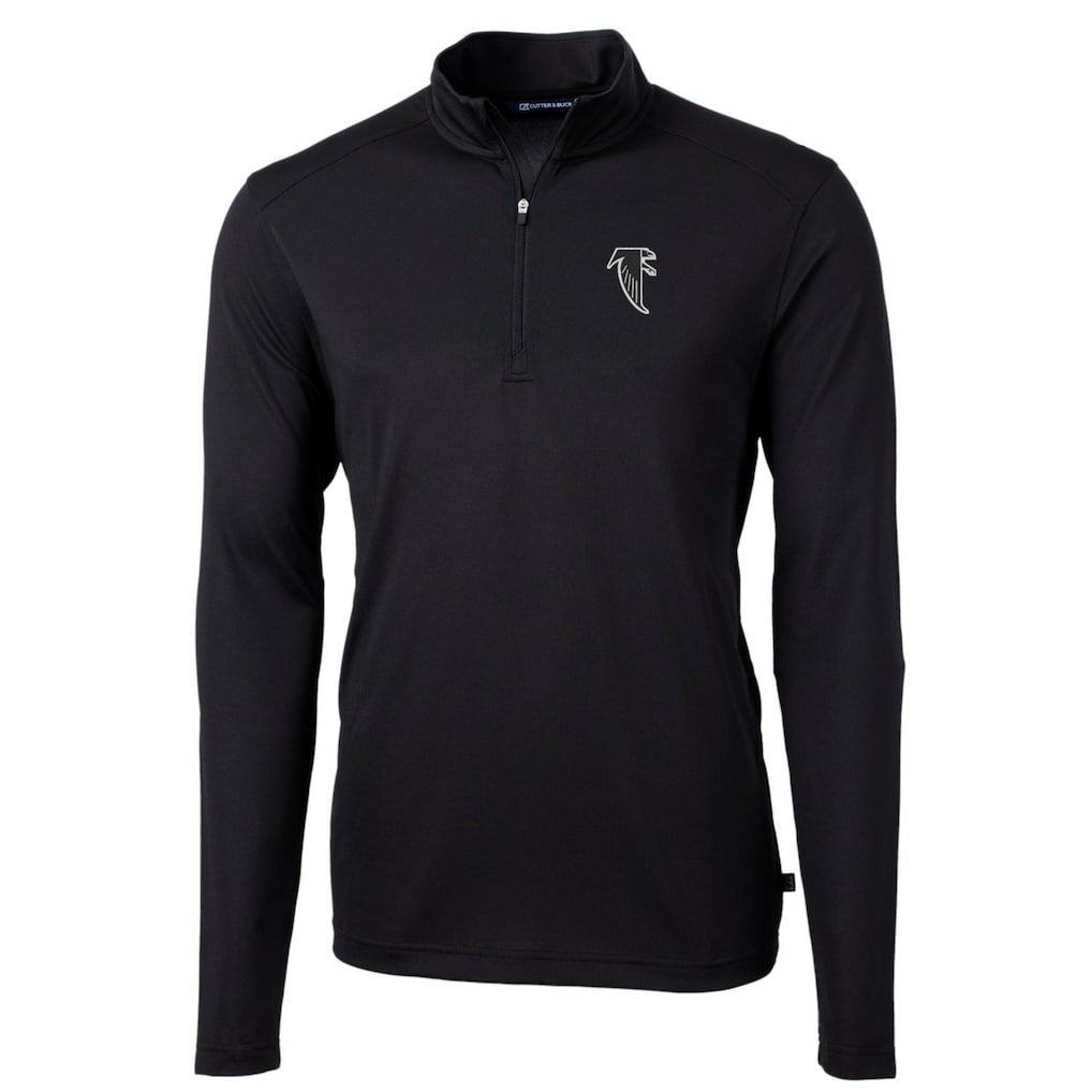 Atlanta Falcons Cutter & Buck Throwback Logo Virtue Eco Pique Recycled Quarter-Zip Big & Tall Pullover Top Black